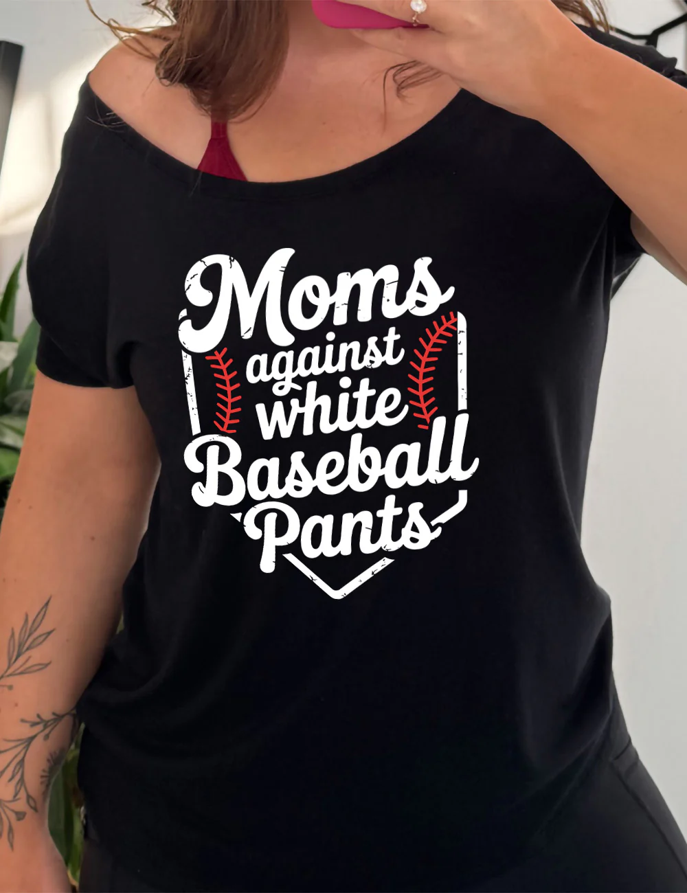 Moms against white Baseball Pants | Slouchy Tee
