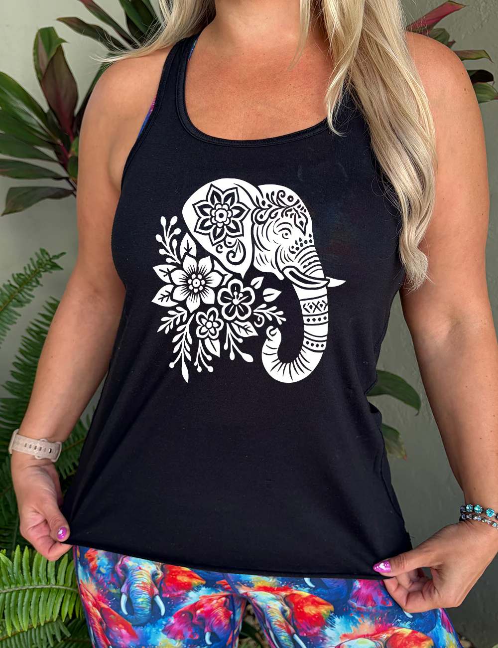 Patterned Floral Elephant Shirt