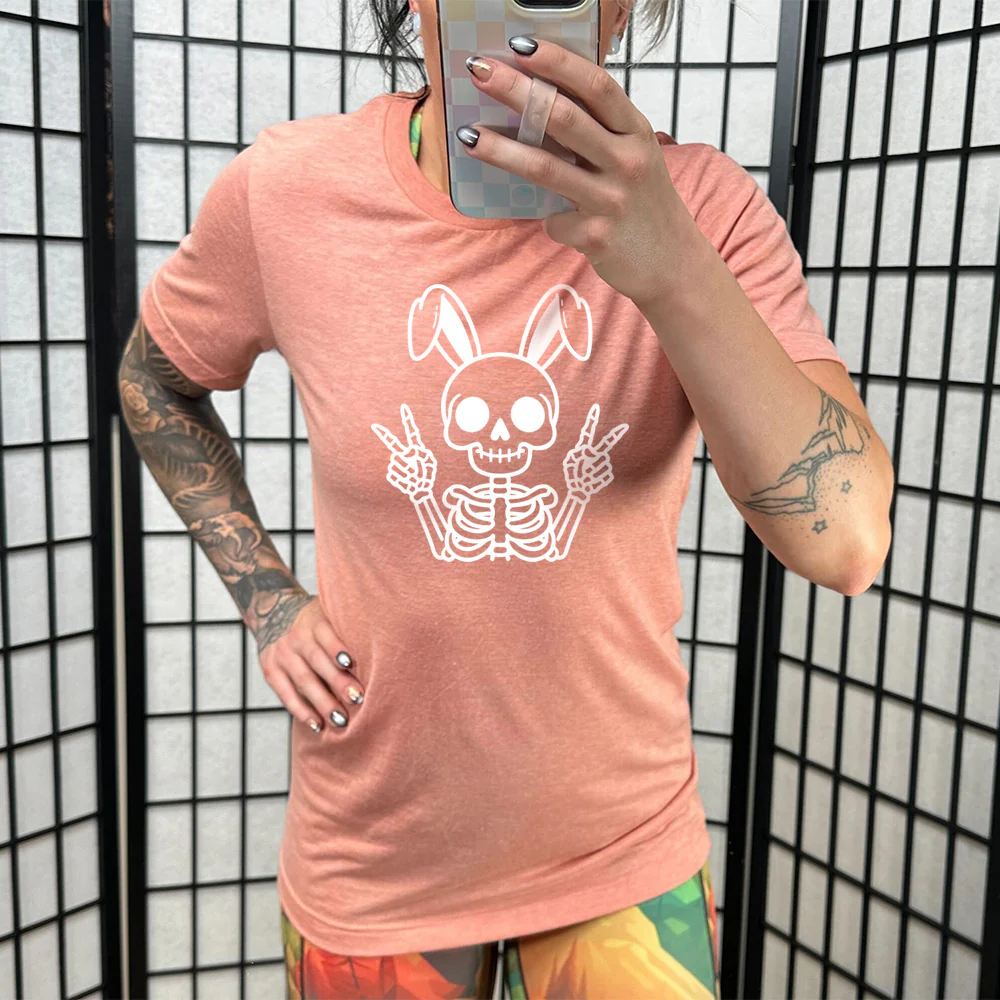 Peace Bunny Skeleton Shirt Unisex - Image 10