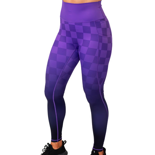 Purple Ombre Checkers Leggings - Image 3