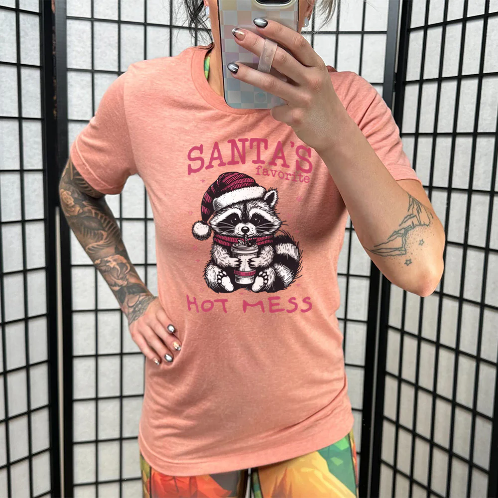 Santa's Favorite Hot Mess Raccoon Shirt Unisex - Image 11
