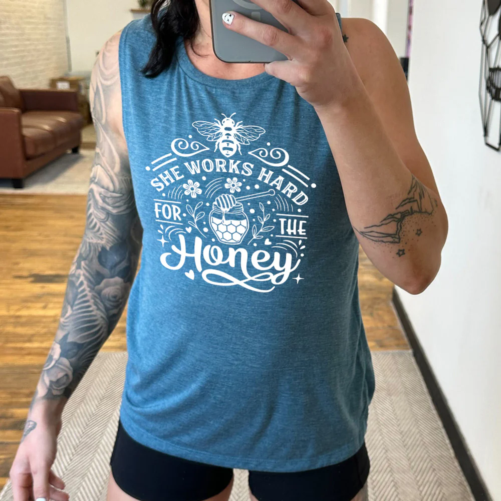 She Works Hard For The Honey Muscle Tank - Image 2
