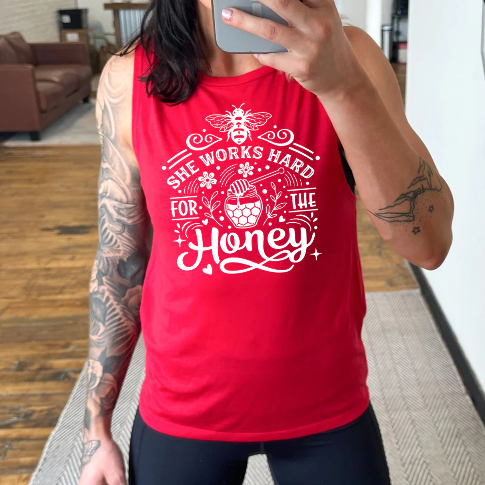 She Works Hard For The Honey Muscle Tank - Image 3