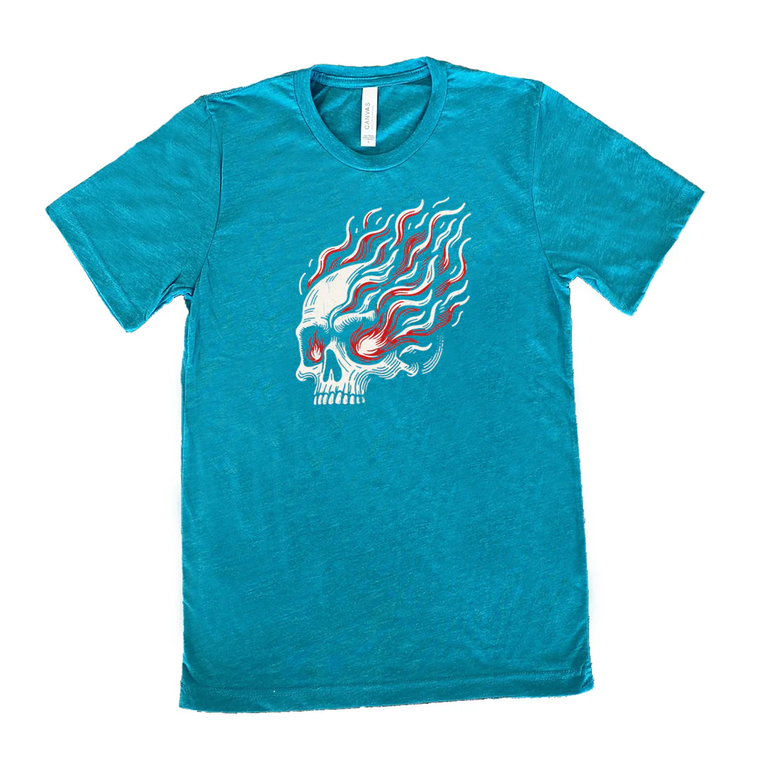 Skull With Burning Eyes Shirt Unisex - Image 9