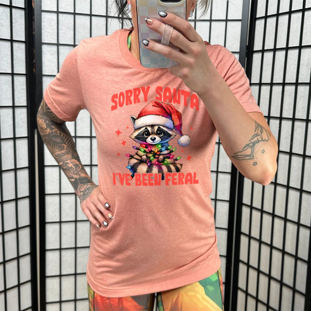 Sorry Santa I've Been Feral Raccoon Shirt Unisex - Image 11