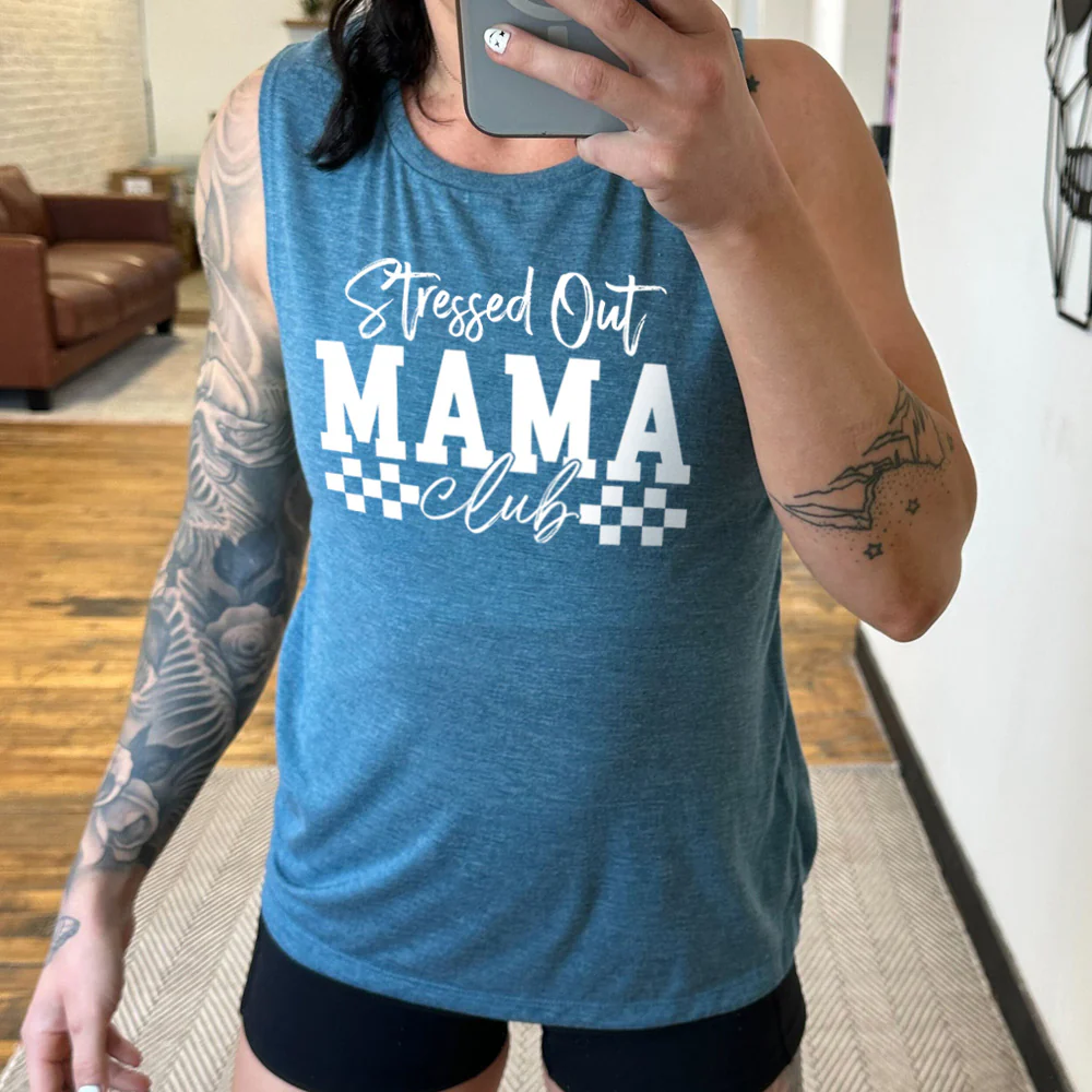 Stressed Out Mama Club Muscle Tank - Image 2