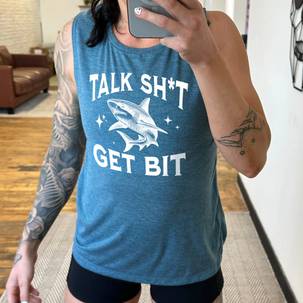 Talk Shit Get Bit Muscle Tank - Image 2