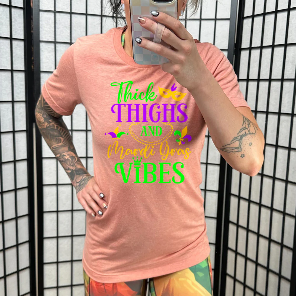 Thick Thighs And Mardi Gras Vibes Shirt Unisex - Image 11