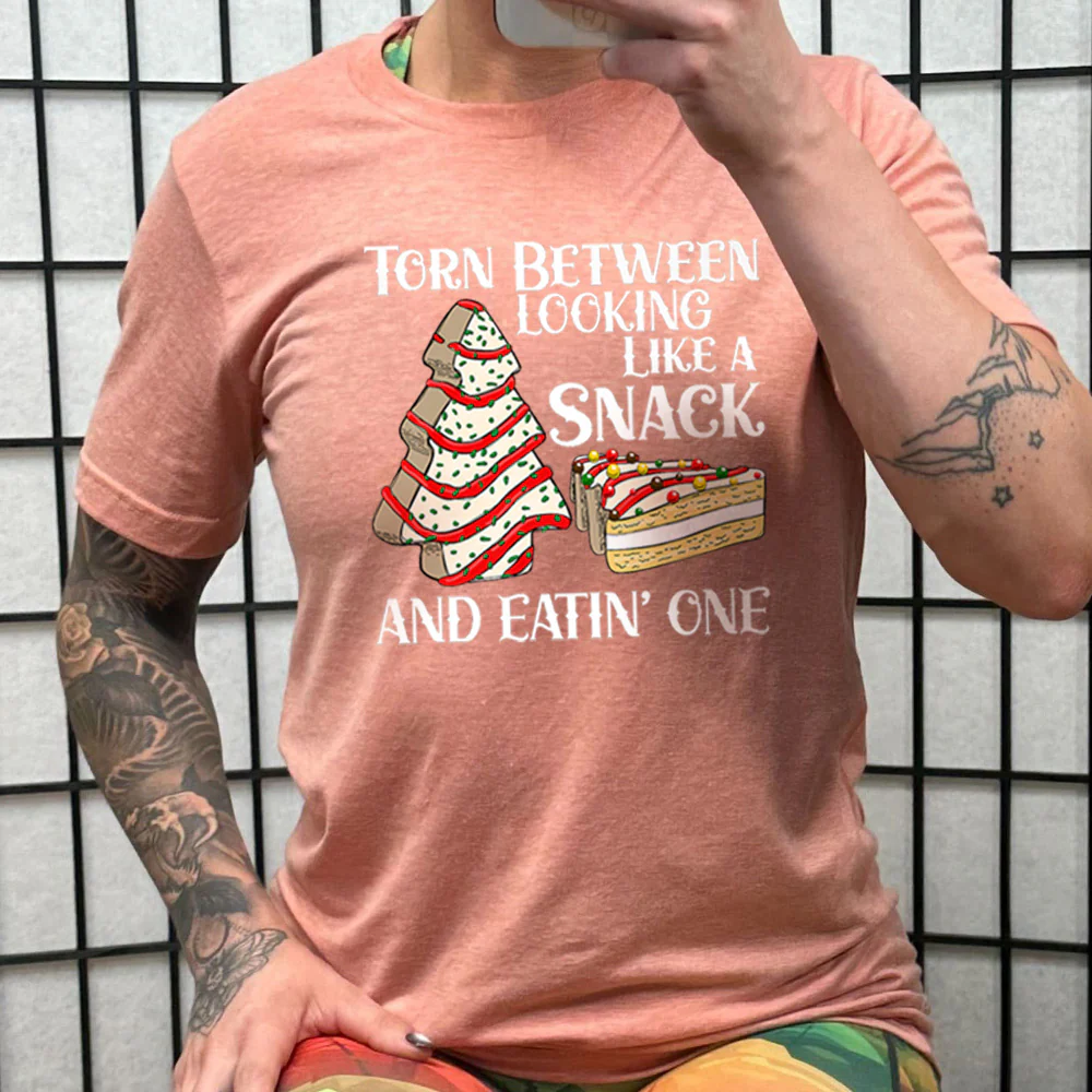 Torn Between Looking Like A Snack And Eating One (With Tree Cakes) Shirt Unisex - Image 10