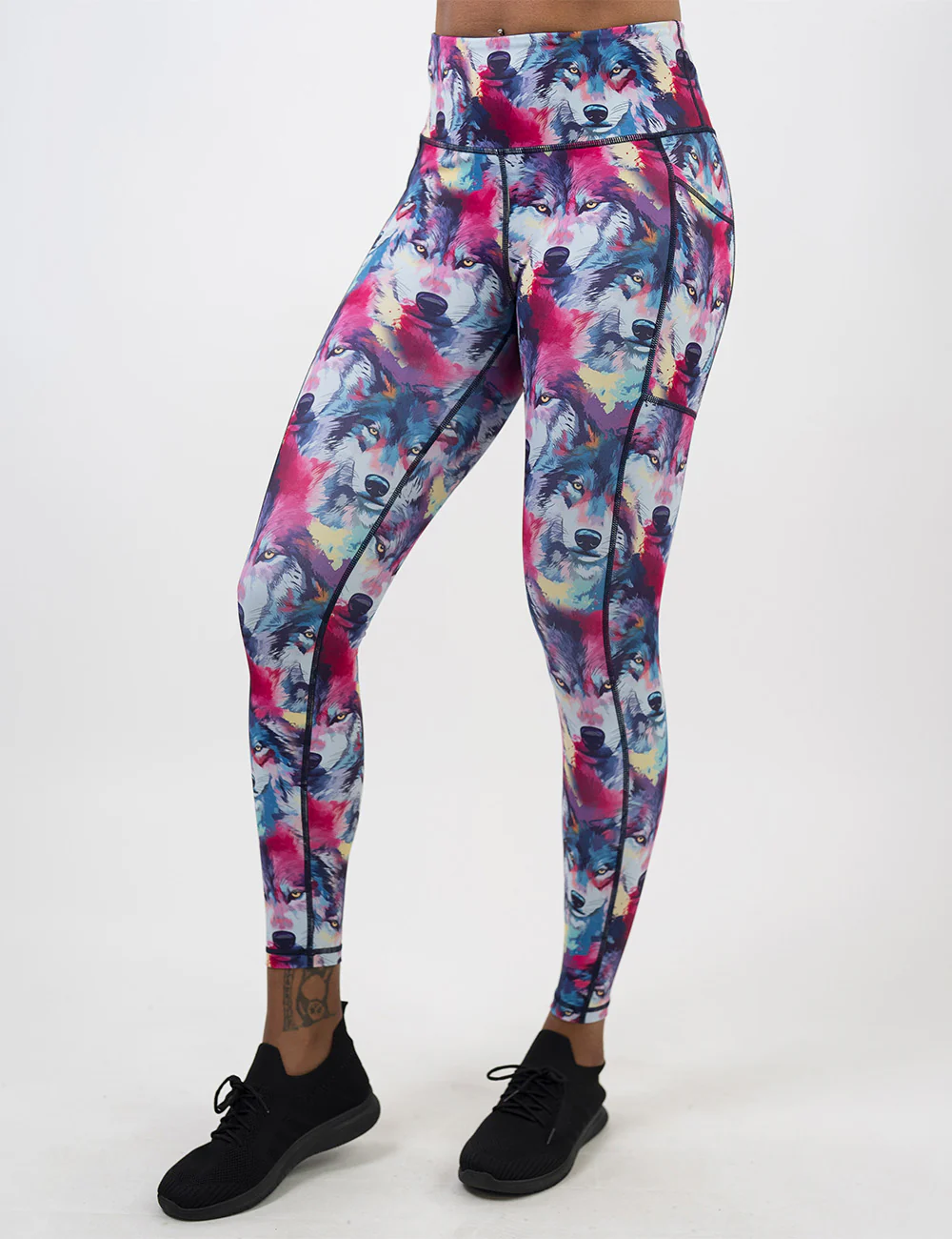 Watercolor Wolves Leggings - Image 3