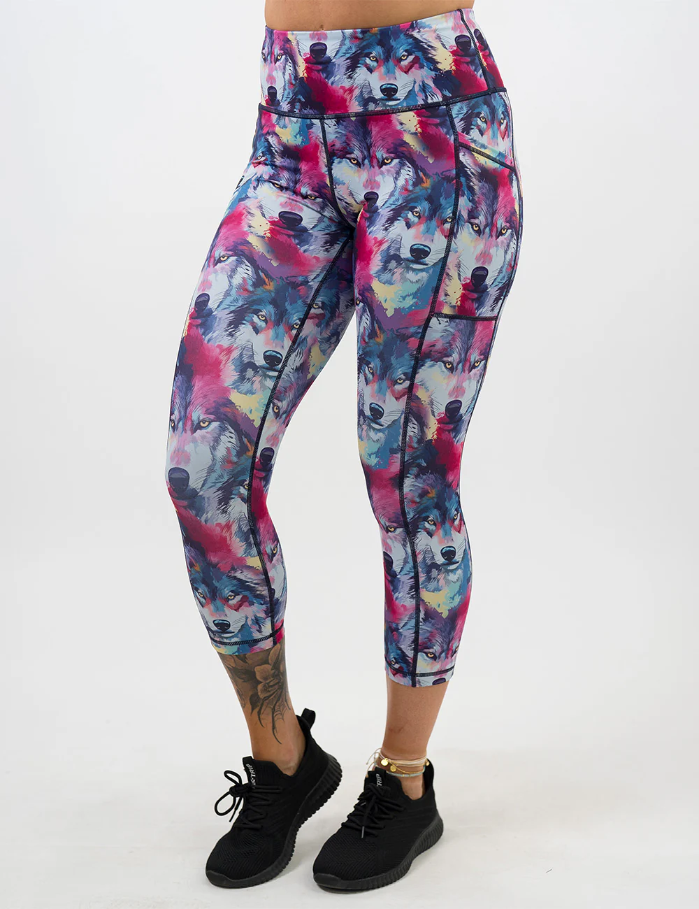 Watercolor Wolves Leggings - Image 4